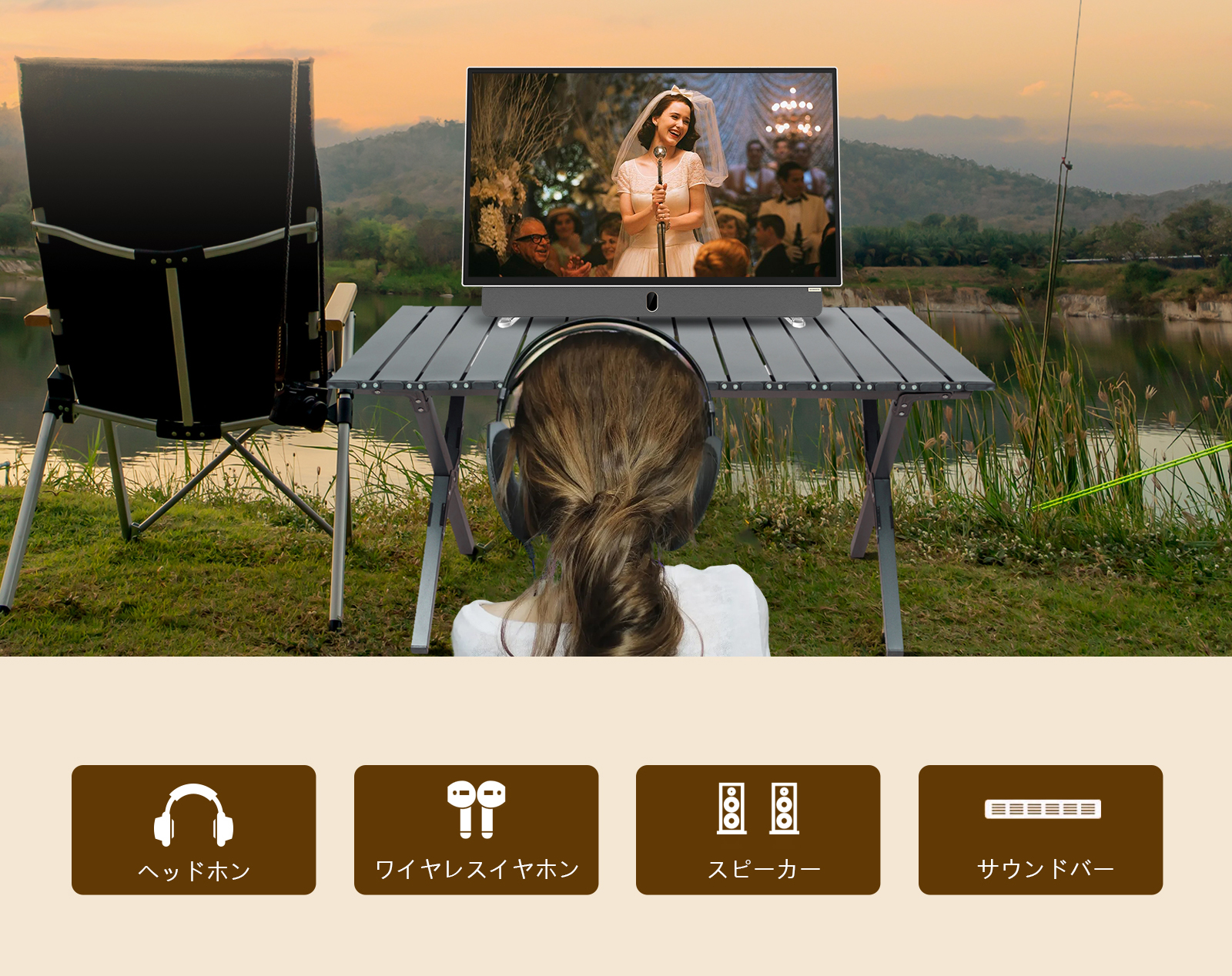 ヘッドホン、ワイヤレスイヤホン、スピーカー、サウンドバー